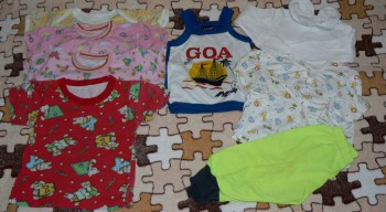 Домашняя одежда р.74/80 (4 футболки, майка, штанишки, 2 кофточки с дл. рукавом) -200р